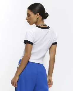 River Island Petite graphic crop t-shirt< Petite