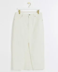 River Island Petite split hem denim maxi skirt< Petite