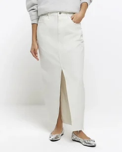 River Island Petite split hem denim maxi skirt< Petite