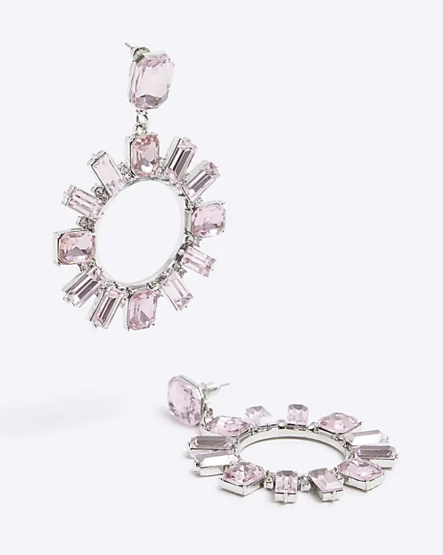 River Island diamante open circle drop earrings< Jewellery