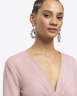 River Island diamante open circle drop earrings< Jewellery