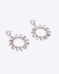 River Island diamante open circle drop earrings< Jewellery