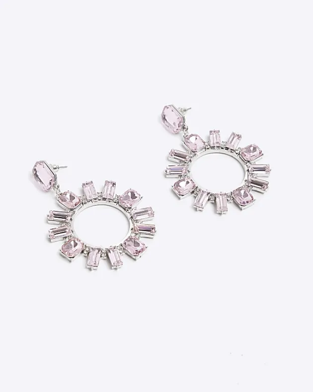 River Island diamante open circle drop earrings< Jewellery