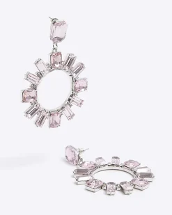 River Island diamante open circle drop earrings< Jewellery
