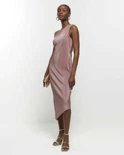 River Island plisse asymmetric bodycon midi dress< Dresses