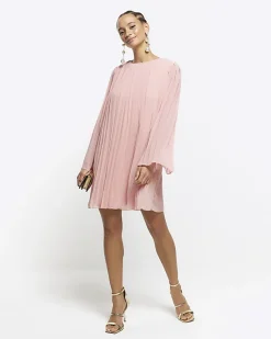 River Island plisse long sleeve shift mini dress< Dresses