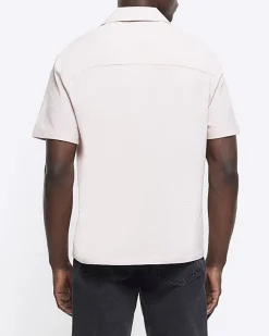 River Island regular fit seersucker revere shirt< Shirts