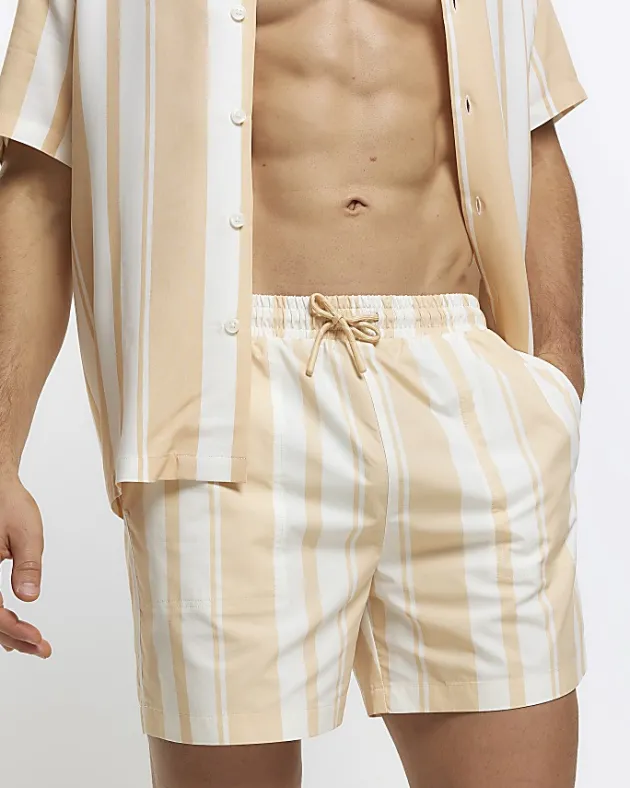 River Island regular fit stripe swim shorts< Shorts