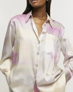 River Island Pink satin ombre shirt< Co-ord Sets