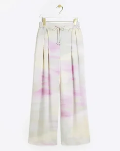 River Island Pink satin ombre wide leg trousers< Trousers