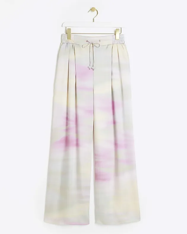 River Island Pink satin ombre wide leg trousers< Trousers