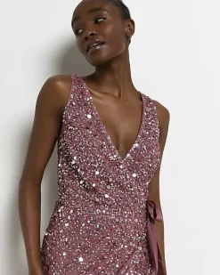 River Island Sequin Wrap Midi Dress< Dresses