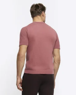 River Island slim fit textured knit t-shirt< Jumpers & Cardigans