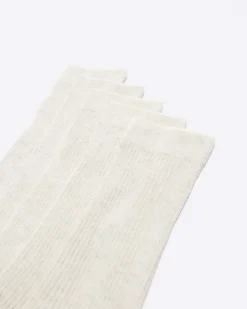 River Island 5PK Ecru ribbed ankle socks< Underwear & Socks