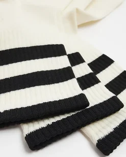 River Island 3PK ecru stripe midi tube socks< Underwear & Socks