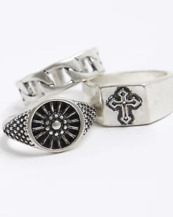 River Island 3PK silver colour cross ring< Jewellery & Watches