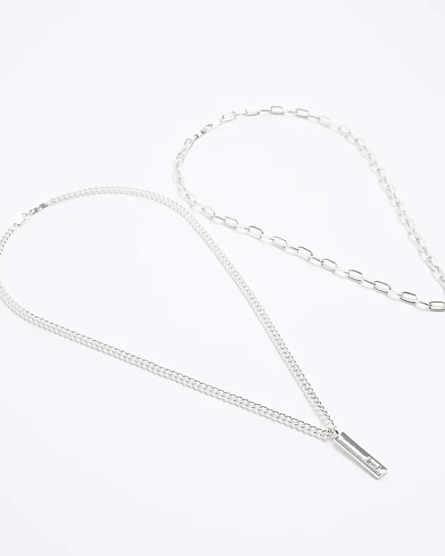 River Island 2PK silver colour pendant necklace< Jewellery & Watches