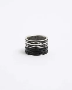 River Island 2PK silver colour textured rings< Jewellery & Watches