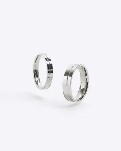 River Island 2PK Silver Stainless Steel colour rings< Jewellery & Watches
