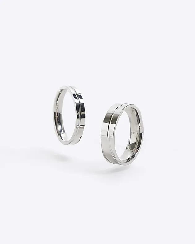 River Island 2PK Silver Stainless Steel colour rings< Jewellery & Watches