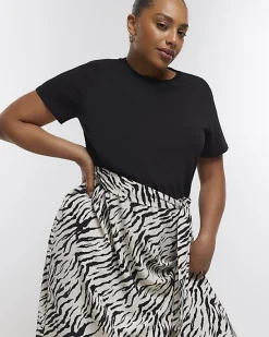 River Island Plus animal print t-shirt midi dress< Plus