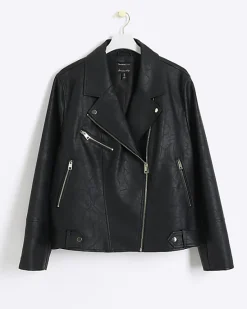 River Island Plus faux leather biker jacket< Plus