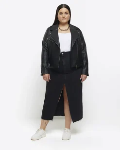 River Island Plus faux leather biker jacket< Plus