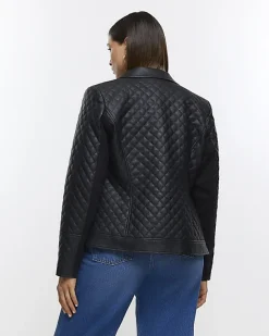 River Island Plus faux leather quilted blazer< Plus