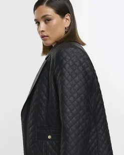 River Island Plus faux leather quilted blazer< Plus