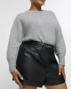 River Island Plus faux leather shorts< Plus