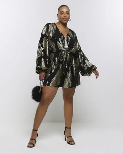 River Island Plus metallic detail playsuit< Plus