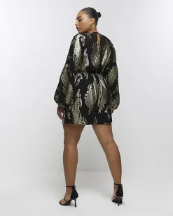 River Island Plus metallic detail playsuit< Plus