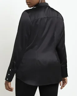 River Island Plus satin embellished shirt< Plus