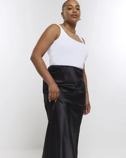 River Island Plus satin midi skirt< Plus