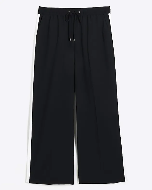 River Island Plus side stripe wide leg joggers< Plus