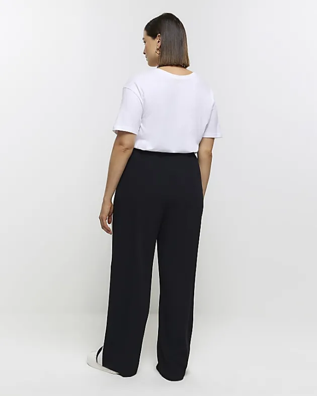 River Island Plus side stripe wide leg joggers< Plus