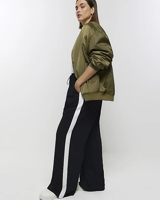 River Island Plus side stripe wide leg joggers< Plus