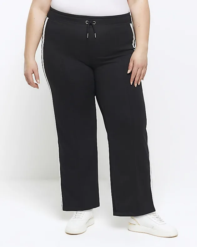 River Island Plus side stripe wide leg joggers< Plus