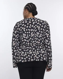 River Island Plus spot long sleeve blouse< Plus
