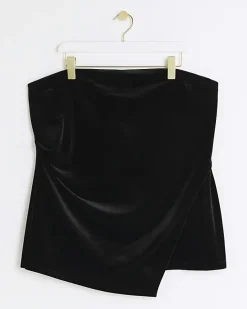 River Island Plus velvet asymmetric bandeau top< Plus