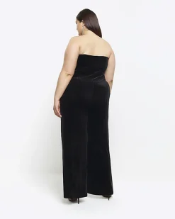 River Island Plus velvet bandeau jumpsuit< Plus