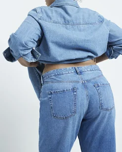 River Island Plus high waisted straight leg jeans< Plus