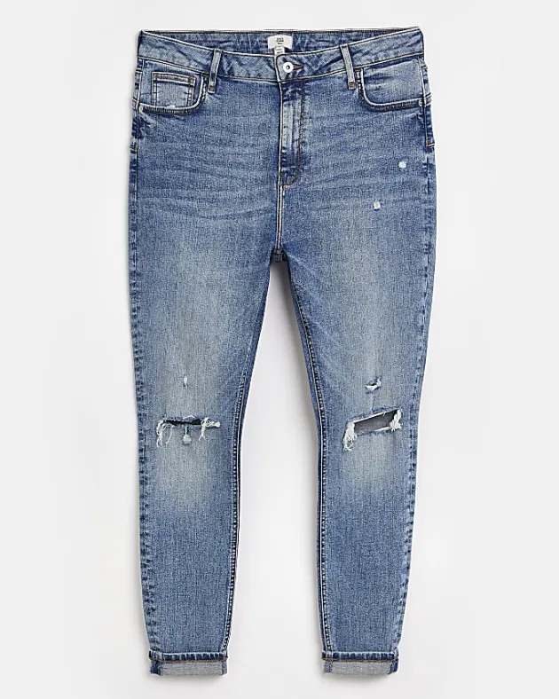 River Island Plus ripped bum sculpt skinny jeans< Plus
