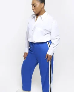 River Island Plus side stripe wide leg joggers< Plus