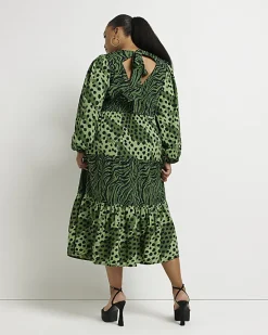 River Island Plus animal print midi dress< Plus