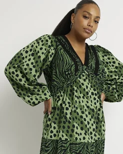 River Island Plus animal print midi dress< Plus