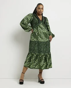 River Island Plus animal print midi dress< Plus
