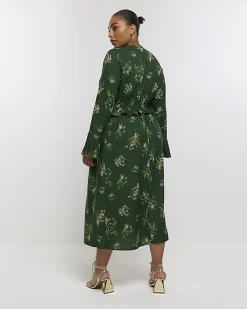 River Island Plus floral frill swing midi dress< Plus