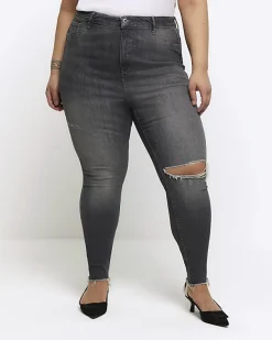 River Island Plus bum sculpt ripped jeggings< Plus