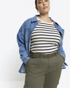 River Island Plus belted utility cargo trousers< Plus